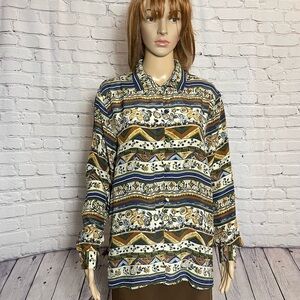 Vintage Quo-Silk 100% Silk Long Sleeve Blouse Size M